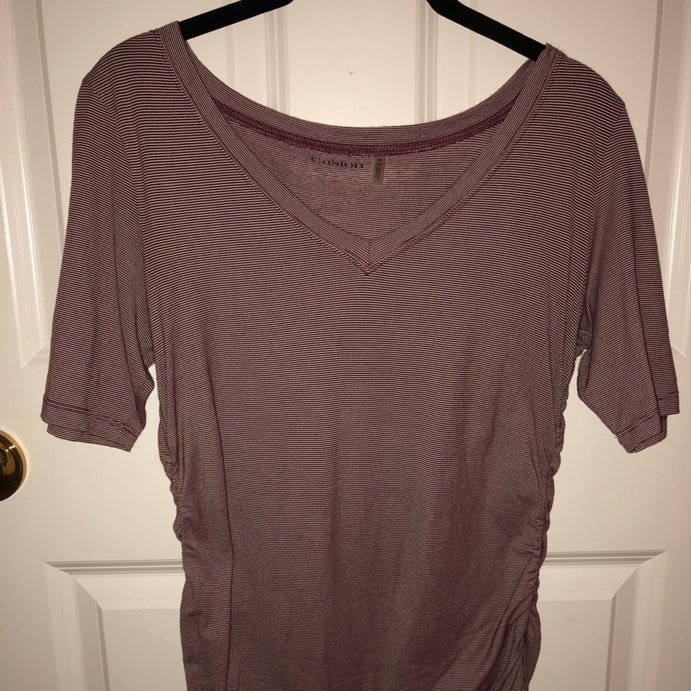 Purple and white striped shirt